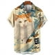 thumbnail image 4 of Camisa hawaiana de moda con estampado de gato y animal en 3D, camisas de manga corta con solapa floral para playa de verano, blusas para hombre, ropa de calle, 4 of 5