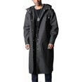 thumbnail image 5 of Men's Long Raincoat Waterproof Reusable Rain Poncho With Hood Hiking Fishing Rain Jacket, Suitable For 70-85kg(1pcs, Black), 5 of 5