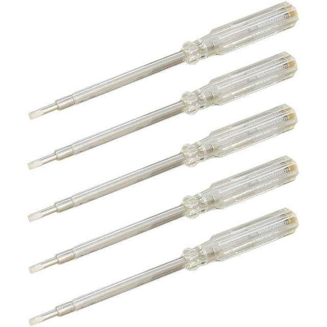 HUGFEGWE 5Pcs Voltage Tester Screwdriver, Voltage Tester Pen 100-500V Voltage Tester Pen Neon Light Circuit Tester Pen Voltage Test Pen Screwdriver U2536-18778