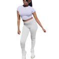 thumbnail image 3 of Inevnen Womens Stacked Leggings Pants, Ladies Casual High Waist Sweatpants Solid Color Ruched Pants, 3 of 9