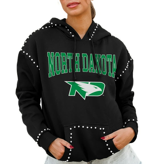 Women's Gameday Couture Black North Dakota Studded Pullover Hoodie