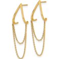 thumbnail image 2 of 14K Yellow Gold Vibrant, Sculptural 32 Mm 9 Polished V Design With Dangle Chains Post Earrings, 2 of 3