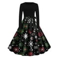 thumbnail image 2 of Heisall Womens Dresses Christmas Print Round Neck Long Sleeve A-line Swing High Waist Tummy Control Slimming Evening Gown Elegant Party, 2 of 6