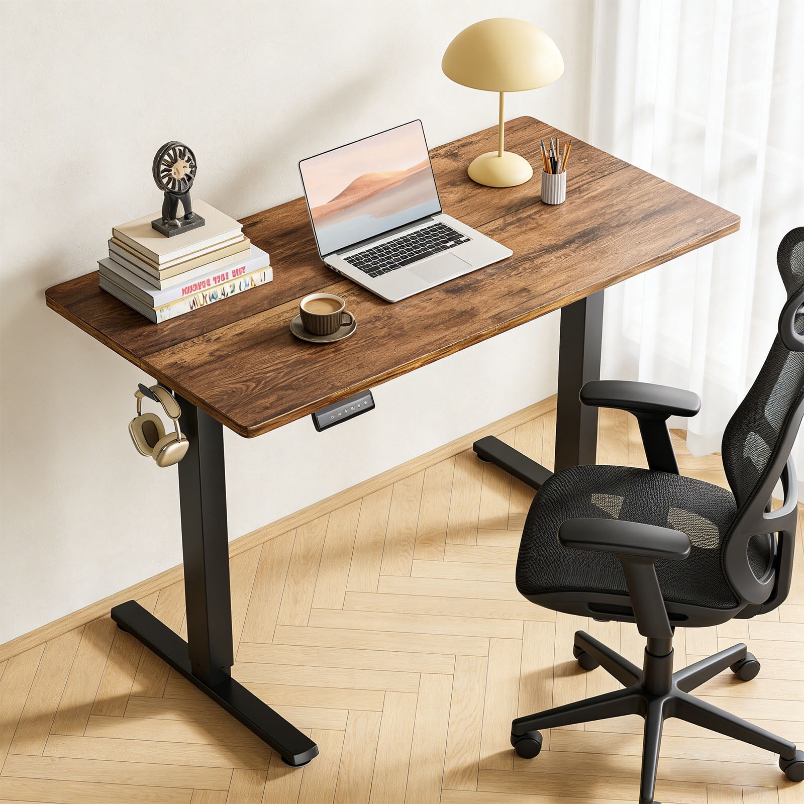 Casabay Electric Height Adjustable Standing Desk, 48"x24" Sit-to-Stand Desk Ergonomic Rising Computer Table for Home Office