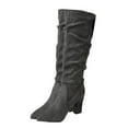 thumbnail image 6 of Wowcloth Women's Suede Knee High Boots - Chunky Heel Mid Height Winter Fashion with Casual Versatile Outfit Edgy Style, 6 of 9