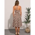 thumbnail image 3 of DARING DIVA Women's Halter Sleeveless Lace Up Floral Midi Dresses M Beige Rose, 3 of 6