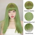 thumbnail image 4 of Pelucas largas y rectas para mujer, cabellera sintética verde aguacate con flequillo, rayita Natural, uso diario, Cosplay, resistente al calor, 4 of 4