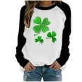 thumbnail image 1 of Bowake Chandail en Molleton pour Femmes de la Saint-Patrick Imprimé Col Rond Manches Longues Raglan Haut Décontracté Ample, 1 of 4