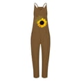 thumbnail image 3 of TAIAOJING Jumpsuits For Women Casual Summer Solid Color Fashion Sunflower Print Zipper Pocket Pant Jumpsuit Suspenders, 3 of 3