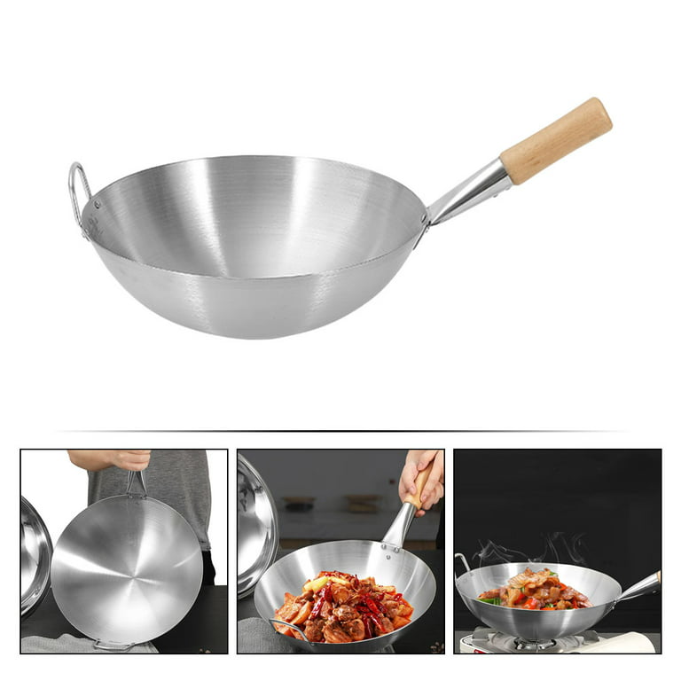 Chinese Stir Fry Pan Stainless Steel Deep Frying Pan Heating Pot