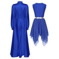 thumbnail image 3 of Women Liturgical Praise Dance Dress Sets Long Puff Sleeves Satin Flared Dress With Metallic, 3 of 7