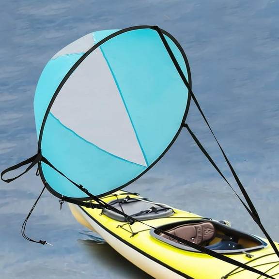 42 inches Paddle Board Sails, Foldable Durable Downwind Wind Sail Kit, Kayak Wind Sail Accessories with Transparent Window for Kayak Canoes Inflatables Boats (Blue)