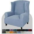 thumbnail image 1 of Super Stretch Wingback Chair Slipcover 1-Piece Soft Spandex Jacquard Wing Chair Cover Living Room Slipcovers for Wingback Chairs with Foam Rods (Wingback Chair, Light Blue), 1 of 7