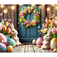 thumbnail image 3 of Happy Easter Photography Backdrop Spring Green Grass Rabbit Bunny Eggs Wooden Board Baby Shower Kids Portrait Decor Background, 3 of 4