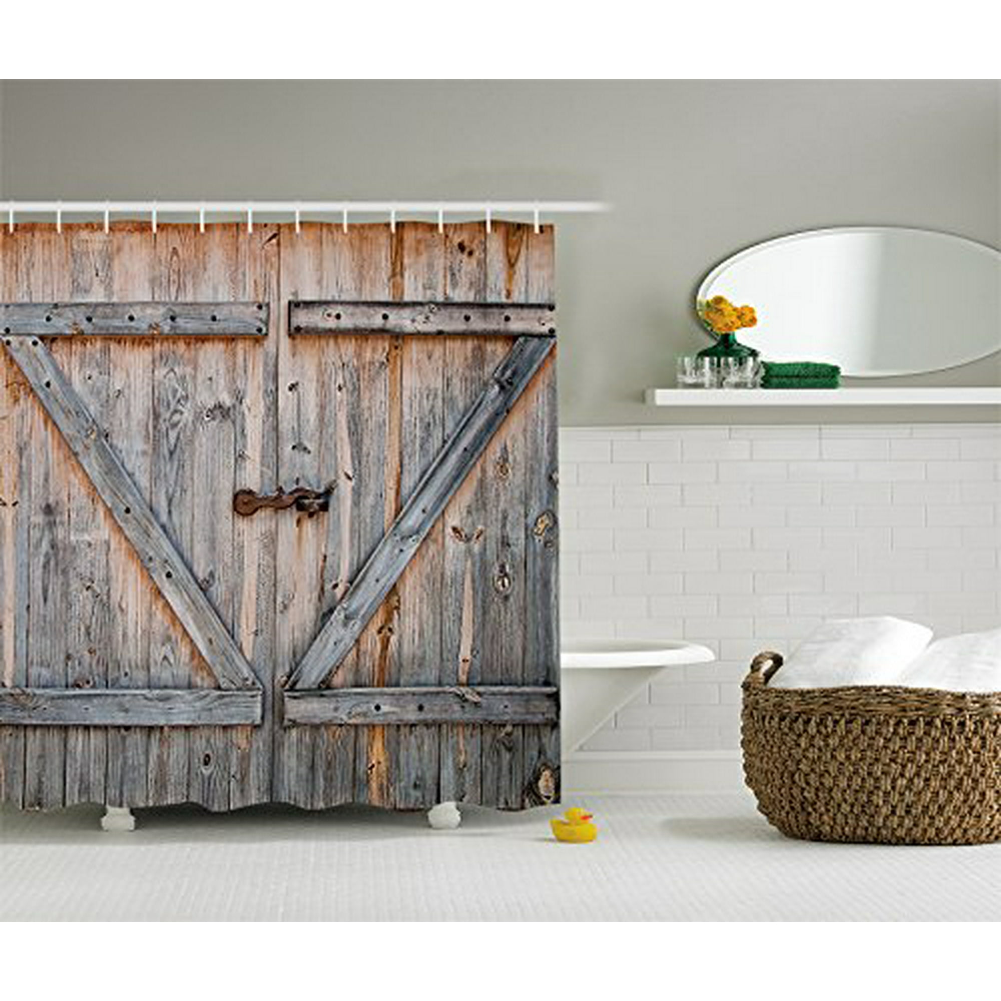 Ambesonne Fabric Shower Curtain Country Decor By Old Wooden