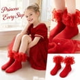 thumbnail image 5 of Abcomgle Girls Big Ruffle Socks Soft Cute Classic Toddler | Colorful Double Lace Frilly Cotton Dress Sock for Kids Daily School Party Birthday Breathable Lightweight Comfy Gift Red, 5 of 7