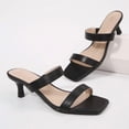 thumbnail image 5 of Pennysue Women Square Toe Low Heel Sandals Cushioned Slip On Two Strap Heeled Sandals for Wedding Working Partying, 5 of 7
