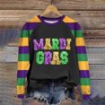 thumbnail image 5 of Sexlip Womens Long Sleeve Sweatshirt Mardi Gras Letter Print Design Contrast Sleeve Soft Fabric for Casual Wear Black L, 5 of 6