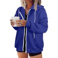thumbnail image 2 of Xudanell Zip up Hoodie Women Solid Color Simple Oversized Sweatshirt Woven Texture Hoodie Sweater Blue XXL, 2 of 6