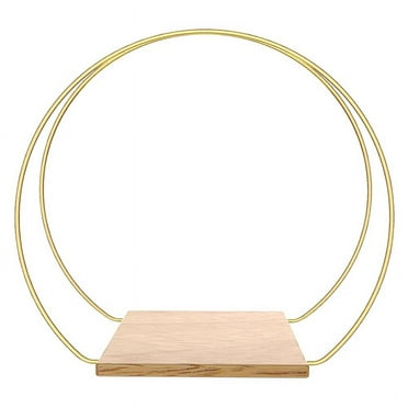 1 Sets Metal Floral Hoop Centerpiece with Stand 12 Inch Gold Floral Ring Wreath Hanging Candle Circle Centerpiece