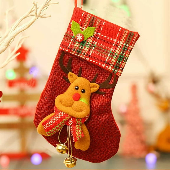 TOPRenddon Glowing Christmas Stockings Colorful Lights Christmas Stockings Christmas Tree Ornaments Xmas Stockings Fireplace Decor Socks with LED Light Kids Favor Bags for Home