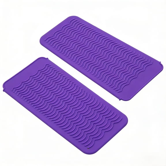 Heat Resistant Silicone Mat Pouch for Flat Iron, Curler Wand, Hot Waver, Salon Tools Appliances, Portable styling heat mat, Curling Iron pad Cover, Hair Straightener Travel bag Case（2 Purple）