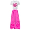 thumbnail image 2 of BXSRUTA Big Girls 8-13 Years 2 Piece Outfit Floral Print Crop Top & Wide Leg Pants Set Breathable Casual Summer Clothing with Pockets Elastic Waist, 2 of 8