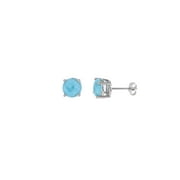 Sterling Silver Natural Larimar Round 4 mm Stud Earrings