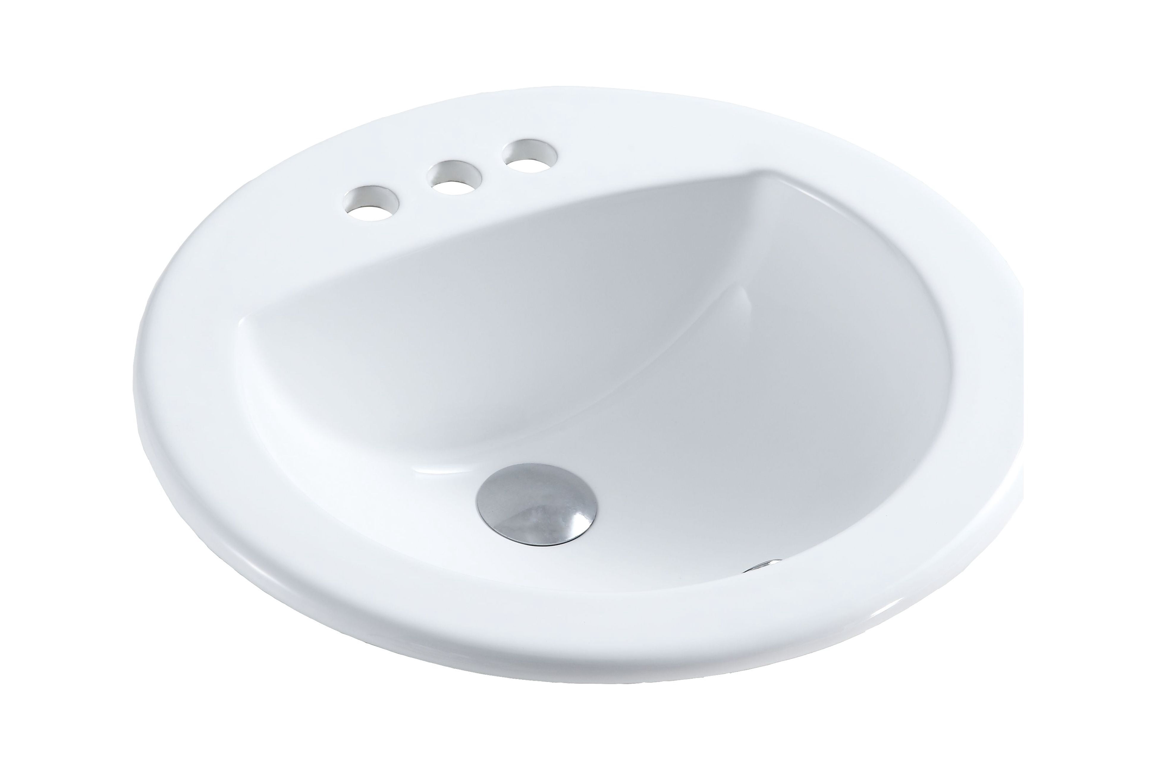 A&E Bath Haley Drop-in Ceramic Basin Sink, Glossy White