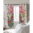thumbnail image 4 of Happy Birthday Kitchen Curtains Ribbon Cake Balloon Cartoon Cafe Short Curtains for Bathroom Blackout Window Curtain Grommet Small Window Treatment Tier Drapes for Bedroom Living Room 42"x45"x2, 4 of 9