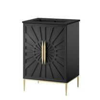 Sink Vanity Cabinet, Black, Wood, Hotel Bedroom Bathroom, Modern Contemporary HB34666