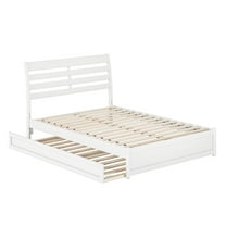 Emelie Full Wood Platform Bed with Panel Footboard and Twin Trundle in White