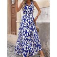 thumbnail image 2 of Anbech Floral Women Summer Dress V Neck Short Sleeve Beach High Waist Smocked Dress, 2 of 6