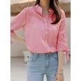 thumbnail image 6 of ZANZEA Women Striped Shirts 3/4 Sleeve Button Blouse Casual Loose Office Tops, 6 of 7