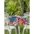 thumbnail image 3 of Outdoor Tablecloth with Umbrella Hole for Patio/Picnic/Party/Camping, Tropical Spring Waterproof Table Cloth Round Cover Washable, Floral Leaves Butterflies Gray Wooden (Dia 60"), 3 of 8
