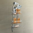 thumbnail image 4 of Utopia Alley Tia Rustproof Teak Overhead Shower Caddy with 3 Shelves - Decorative Shower Rack for Shampoo & Toiletries Storage, For Bathroom Accessories & Guest Bathrooms - Satin Chrome Finish, 4 of 6
