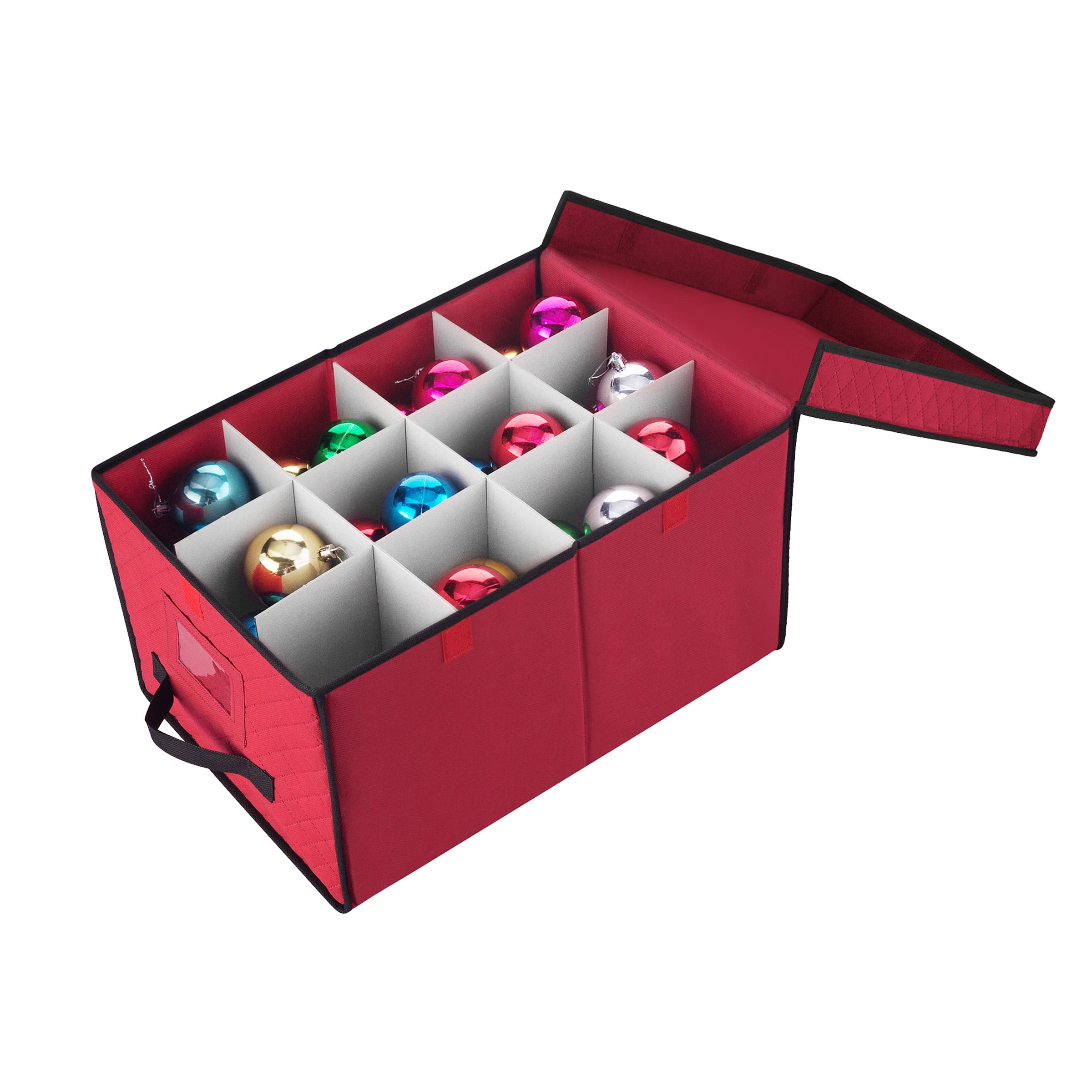 Elf Stor Red Christmas Ornament Storage Chest Holds 24