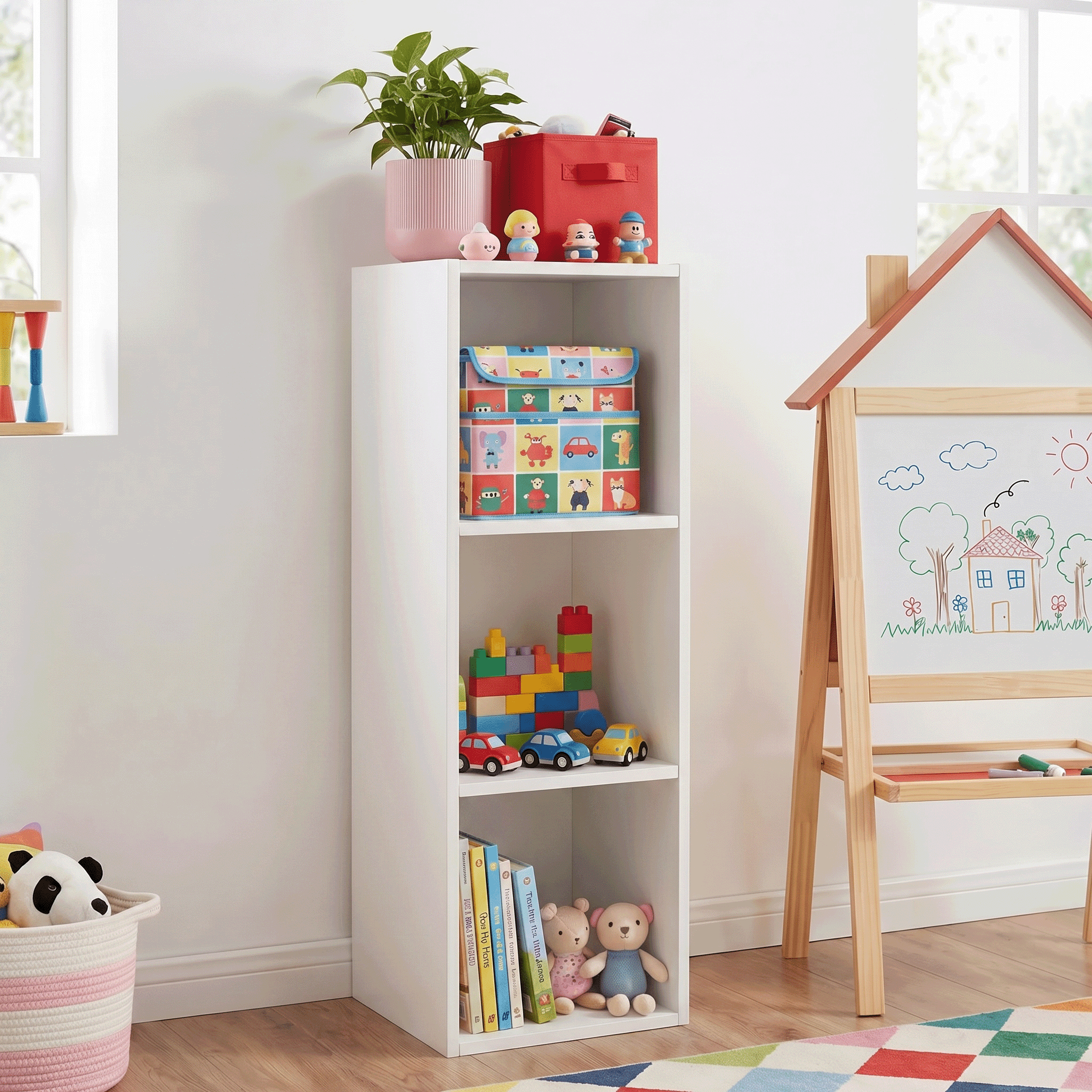 Mifurn 3-Tier Bookshelf Open Shelf Bookcase, White