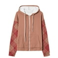 thumbnail image 4 of Zip Up Hoodies for Women Drawstring Soft Jackets Plaid Long Sleeve Casual Winter Sweatshirts with Pocket, 4 of 5
