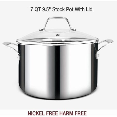 14-Piece Nickel Free Stainless Steel Cookware Set Whole-Clad 3-Ply - Mirror Polished Pots And Pans Set - Healthy Cookware Set With Steamer - Non-Toxic Induction Cookware Sets