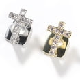 thumbnail image 2 of iced Out CZ Single Cross Teeth Grillz Gold Color Plated One Tooth Grills Rapper Hip Hop Top Fangs Hollow Grill BLD, 2 of 5