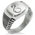 thumbnail image 1 of Stainless Steel Serpentine Dragon CZ Ribbed Needle Stripe Pattern Biker Style Polished Ring, 1 of 1