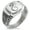 Silver, variant on Stainless Steel Serpentine Dragon CZ Ribbed Needle Stripe Pattern Biker Style Polished Ring