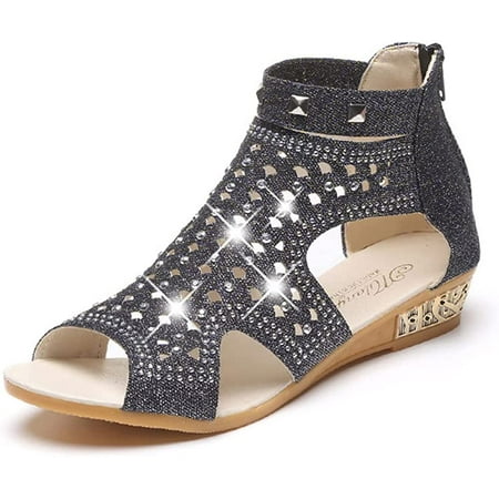 

CoCopeaunts Women Sandals Bling Rhinestone Panama Slides Summer Non-slip Wedge Platform Beach Sandals Shoes 2023