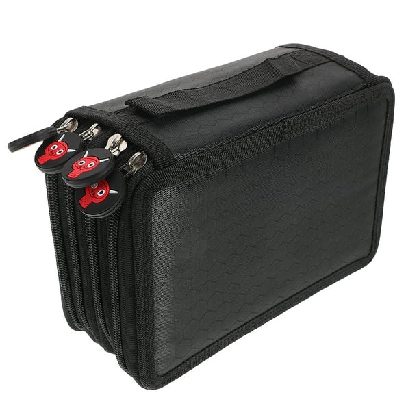 BRIGHTFUFU Estuche para lápices de colores con compartimentos, 72 ranuras, prácticos estuches grandes para lápices de acuarela, bolígrafos de gel y lápices comunes (negro)