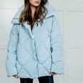 thumbnail image 2 of DYTTDG Women's Winter Warm Long Sleeve Lapel Jacket Button Zipper Casual Coat Bread Clothes on Clearance, 2 of 9