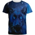 thumbnail image 1 of Black Leopard Night Sky All Over Adult T-Shirt - Large, 1 of 2
