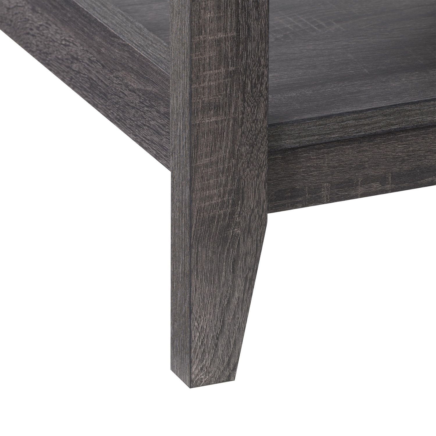 CorLiving Hollywood Dark Grey Faux Wood Square Indoor Side Table with Shelf