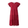 thumbnail image 3 of Lucakuins Mujeres Casual Plisado Vestido Corto, Adultos Primavera Color Sólido Cuello Redondo Manga Corta Mini Vestido Lucakuins moda, 3 of 9