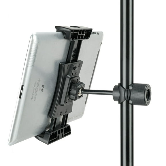 koolehaoda Tablet Mount Holder for Mic Stand, Adjustable Microphone Music Stand iPad iPhone Holder Fits Devices from Screen Size 4.7 to 12.9in Tablets & Smartphones